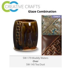 Muddy Waters SW179 over Tea Dust SW145 Stoneware Glaze Combination